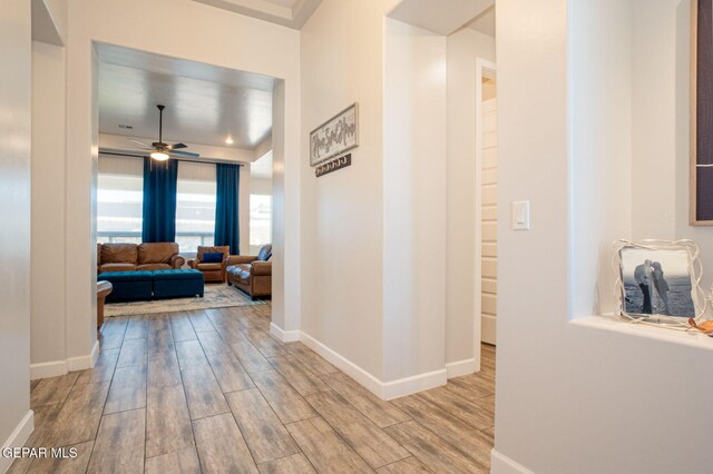 13436 Emerald Crystal Dr, El Paso, TX 79928 - hall with wood finished floors and baseboards
