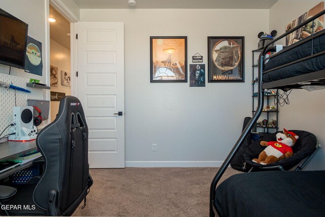 13436 Emerald Crystal Dr, El Paso, TX 79928 - bedroom with carpet flooring, baseboards, and an office area