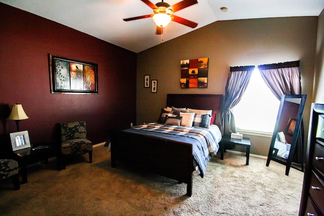 14244 Trigger Rock Ln, El Paso, TX 79938 - carpeted bedroom featuring vaulted ceiling, ceiling fan, and baseboards