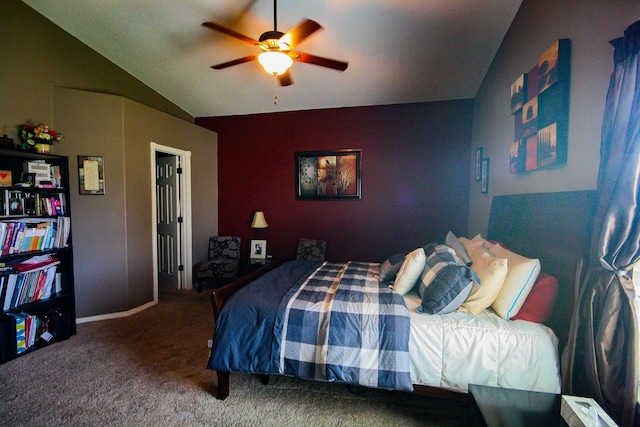 14244 Trigger Rock Ln, El Paso, TX 79938 - carpeted bedroom featuring vaulted ceiling, a ceiling fan, and baseboards