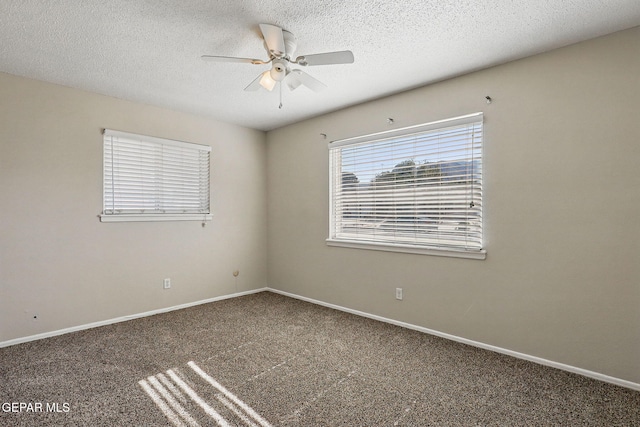 10224 Galahad Way, El Paso, TX 79924 - carpeted spare room with a ceiling fan, baseboards, and a textured ceiling