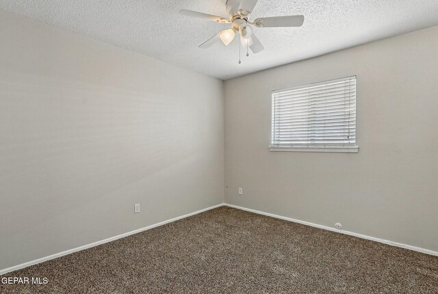 10224 Galahad Way, El Paso, TX 79924 - empty room featuring carpet flooring, ceiling fan, a textured ceiling, and baseboards