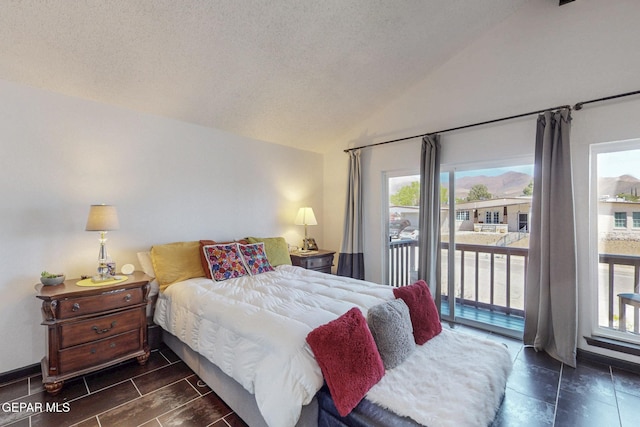 3104 Pagosa Ct, El Paso, TX 79904 - bedroom featuring access to exterior, vaulted ceiling, and multiple windows