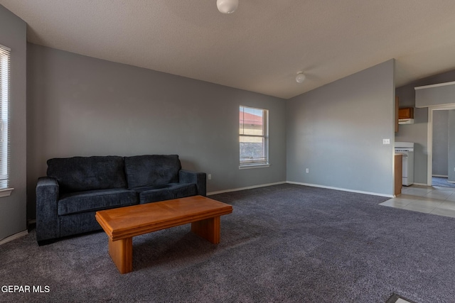6224 Rhine Bridge Dr, El Paso, TX 79934 - unfurnished living room featuring light colored carpet and lofted ceiling