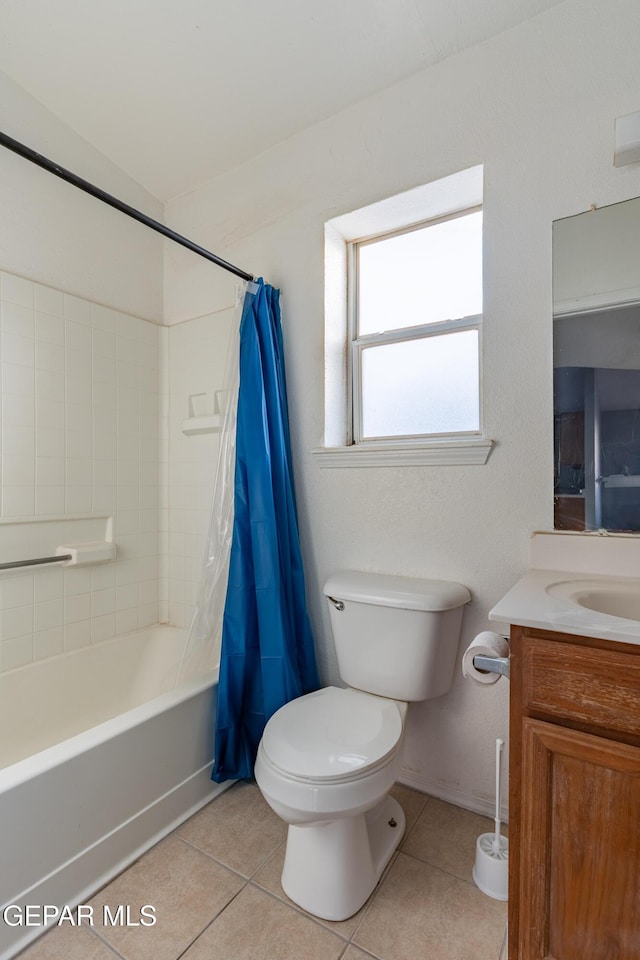 6224 Rhine Bridge Dr, El Paso, TX 79934 - full bath with vanity, tile patterned floors, and shower / tub combo with curtain