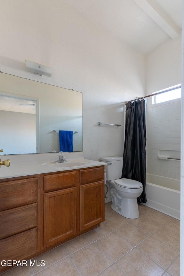 6224 Rhine Bridge Dr, El Paso, TX 79934 - bathroom featuring vanity, tile patterned floors, and shower / bath combination with curtain