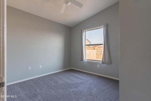 6224 Rhine Bridge Dr, El Paso, TX 79934 - carpeted spare room with lofted ceiling, a textured ceiling, and a ceiling fan