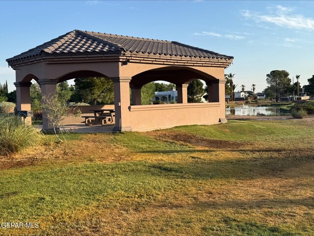 729 Cinnamon Teal Cir, El Paso, TX 79932 - surrounding community featuring a gazebo, a lawn, and a water view