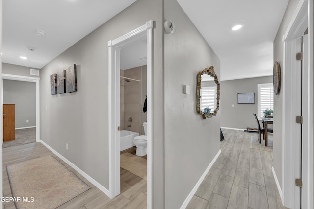 13936 Garforth Ave, El Paso, TX 79928 - hall with baseboards and light wood-style flooring