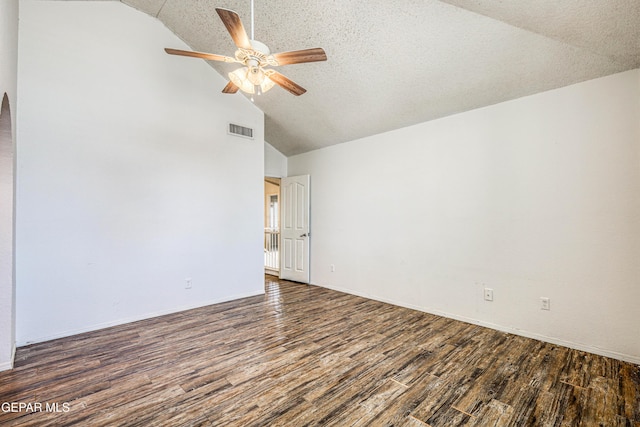 11513 Cree Ct, El Paso, TX 79936 - spare room with vaulted ceiling, wood finished floors, ceiling fan, and baseboards