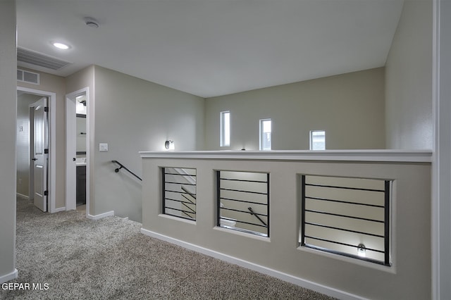 3804 Surmise St, El Paso, TX 79928 - hall with an upstairs landing, carpet floors, and baseboards