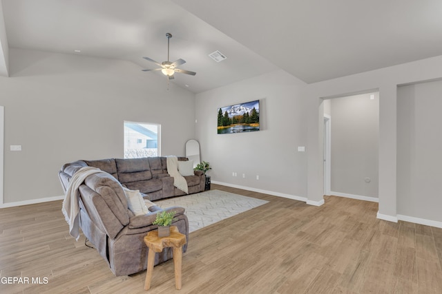 13676 Lago Vista Ave, Horizon City, TX 79928 - living area with ceiling fan, wood finished floors, baseboards, and lofted ceiling