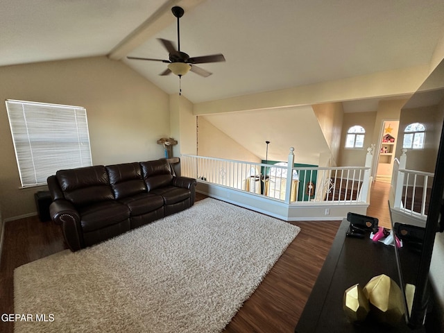 11048 Nathan Bay Dr, El Paso, TX 79934 - living area featuring a ceiling fan, dark wood-type flooring, and baseboards