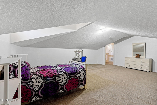 14025 Stoutland Ln, El Paso, TX 79928 - carpeted bedroom featuring a textured ceiling and vaulted ceiling