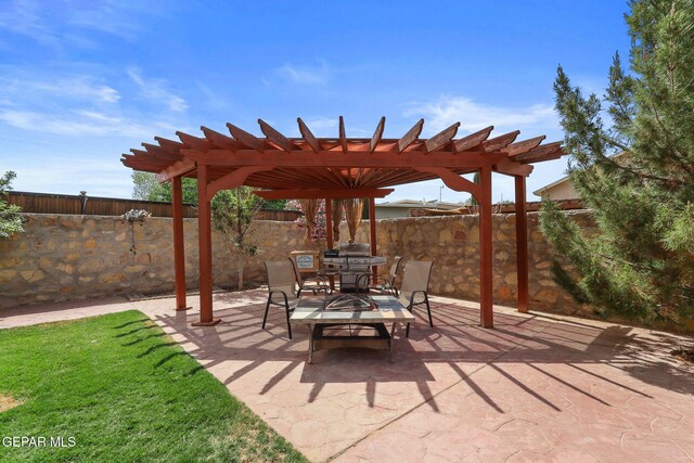 14025 Stoutland Ln, El Paso, TX 79928 - view of patio / terrace featuring a pergola and outdoor dining space