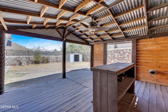 5424 Fire Ridge Cir, El Paso, TX 79932 - wooden terrace with ceiling fan