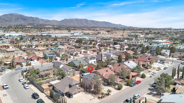 5424 Fire Ridge Cir, El Paso, TX 79932 - aerial view of property and surrounding area featuring mountains and nearby suburban area