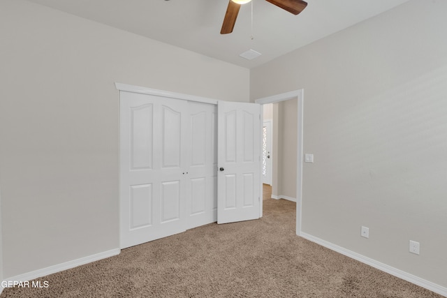 12776 Runway Ave, El Paso, TX 79928 - unfurnished bedroom with carpet floors, a closet, baseboards, and ceiling fan
