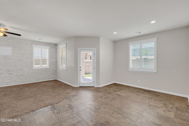 12776 Runway Ave, El Paso, TX 79928 - unfurnished room with plenty of natural light, a ceiling fan, baseboards, and recessed lighting