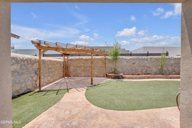 12776 Runway Ave, El Paso, TX 79928 - fenced backyard with a patio area and a pergola