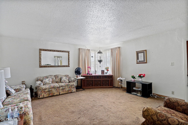 211 Green Haven Pl, El Paso, TX 79907 - carpeted living room with a textured ceiling
