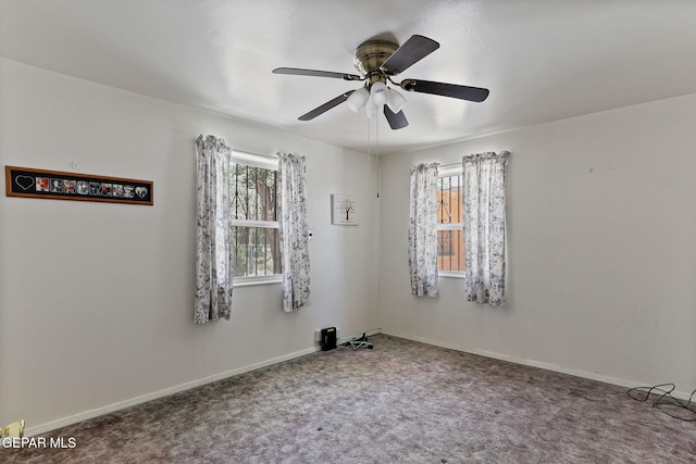 211 Green Haven Pl, El Paso, TX 79907 - carpeted empty room with healthy amount of natural light, ceiling fan, and baseboards