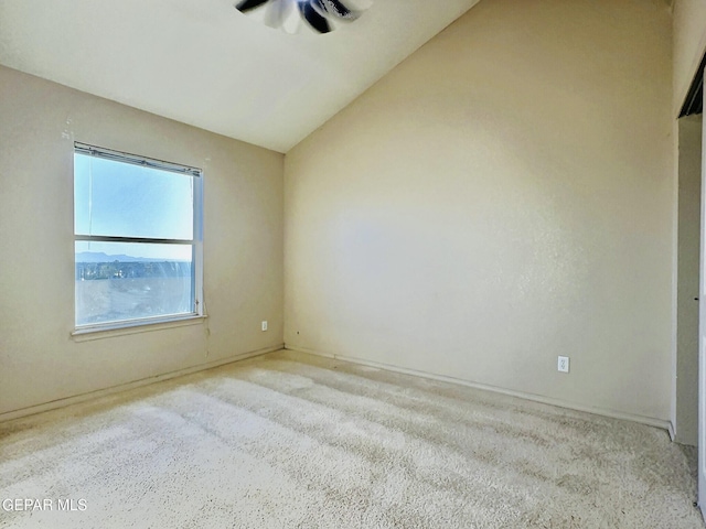 549 Northwyck Way, El Paso, TX 79928 - empty room featuring vaulted ceiling, a ceiling fan, carpet floors, and baseboards