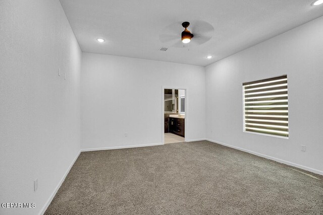 12036 Cotton Cloud Way, Socorro, TX 79927 - unfurnished room featuring a ceiling fan, light carpet, recessed lighting, and baseboards