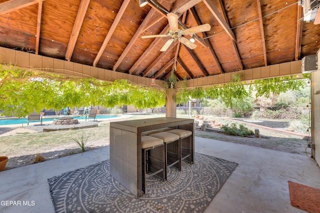 724 Gary Ln, El Paso, TX 79922 - view of patio / terrace featuring a gazebo, a ceiling fan, and an outdoor pool