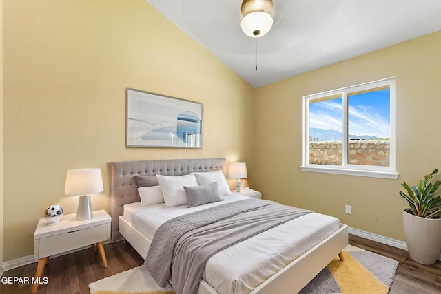 5261 Roger Maris Dr, El Paso, TX 79934 - bedroom with lofted ceiling, wood finished floors, and baseboards