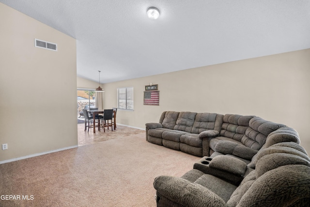 7009 Falling Leaf Cir, El Paso, TX 79934 - living area with carpet floors, baseboards, and vaulted ceiling