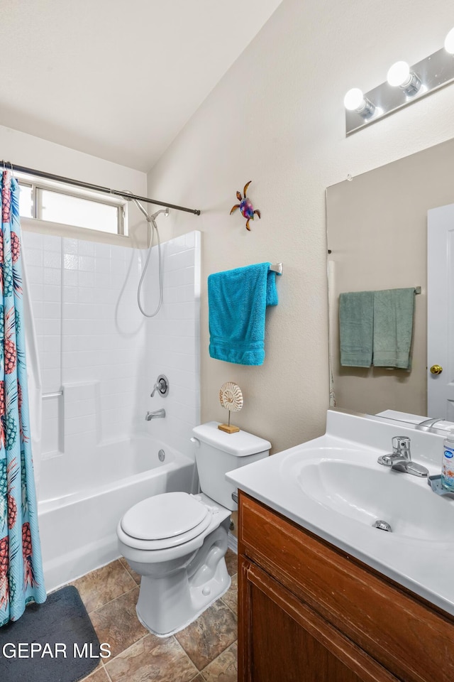 7009 Falling Leaf Cir, El Paso, TX 79934 - full bathroom featuring shower / bath combo with shower curtain, vanity, and toilet