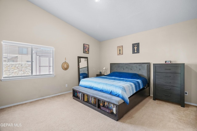 7009 Falling Leaf Cir, El Paso, TX 79934 - bedroom with vaulted ceiling, light colored carpet, and baseboards