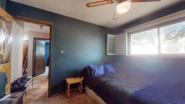 492 Country Oaks Dr, El Paso, TX 79932 - bedroom with a ceiling fan, baseboards, and a textured wall