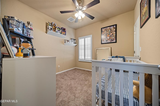 12805 Epsom Dr, Horizon City, TX 79928 - carpeted bedroom featuring baseboards and a ceiling fan