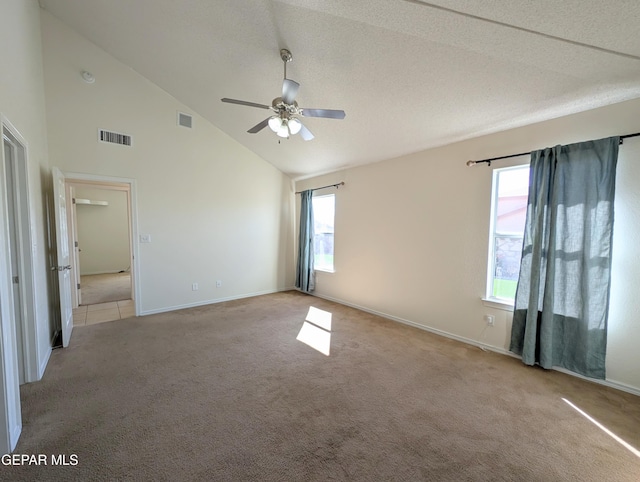 11740 Autumn Wheat Dr, El Paso, TX 79934 - carpeted spare room with ceiling fan, baseboards, and high vaulted ceiling