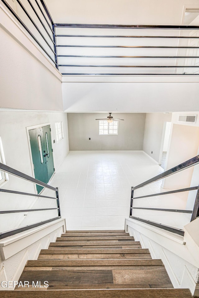 13090 Socorro Rd, San Elizario, TX 79849 - stairway with a ceiling fan
