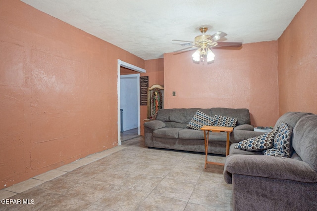 363 Ontiveros St, El Paso, TX 79932 - living area with ceiling fan and light tile patterned floors