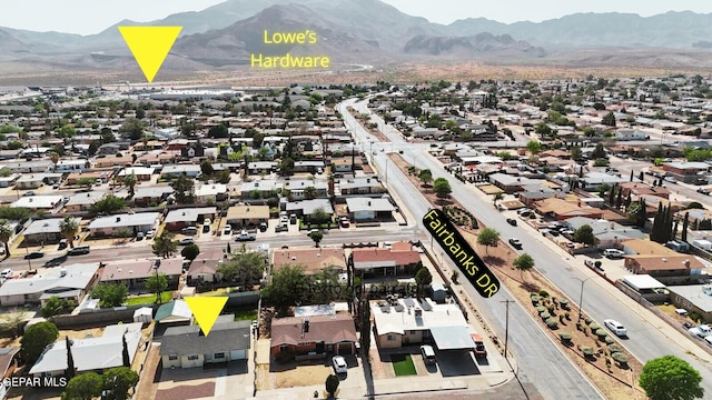 10077 Kirwood St, El Paso, TX 79924 - aerial perspective of suburban area with a mountain backdrop