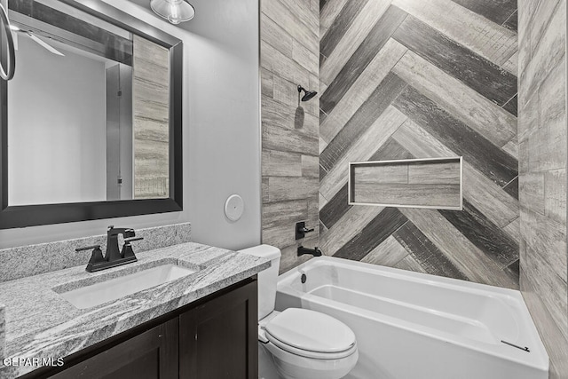 7363 Cimarron Rim Dr, El Paso, TX 79911 - bathroom featuring shower / tub combination, vanity, and toilet
