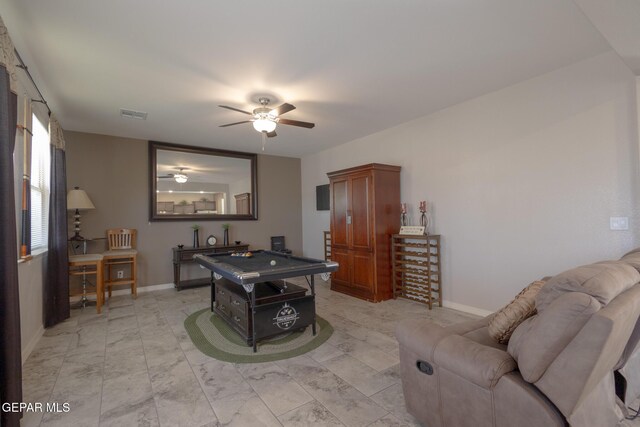 12301 Desert Heights Ct, El Paso, TX 79938 - playroom with a ceiling fan and billiards
