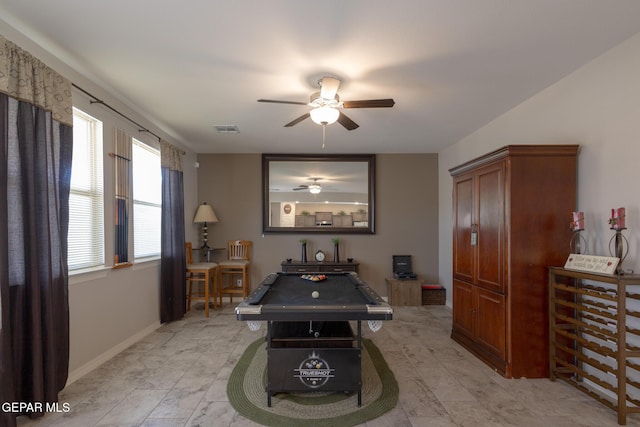 12301 Desert Heights Ct, El Paso, TX 79938 - recreation room featuring ceiling fan and billiards