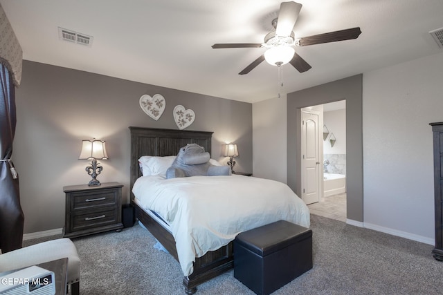 12301 Desert Heights Ct, El Paso, TX 79938 - bedroom with carpet flooring, ensuite bathroom, and a ceiling fan