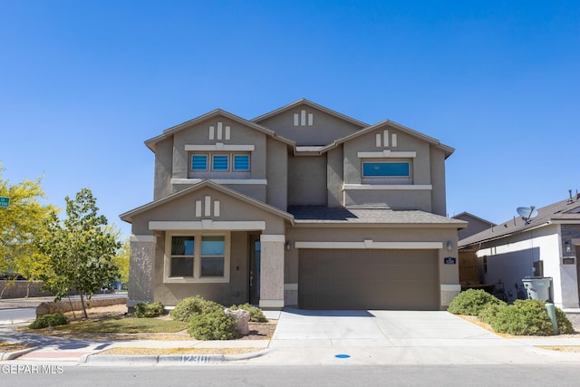 12301 Desert Heights Ct, El Paso, TX 79938 - traditional-style home with stucco siding, an attached garage, and concrete driveway
