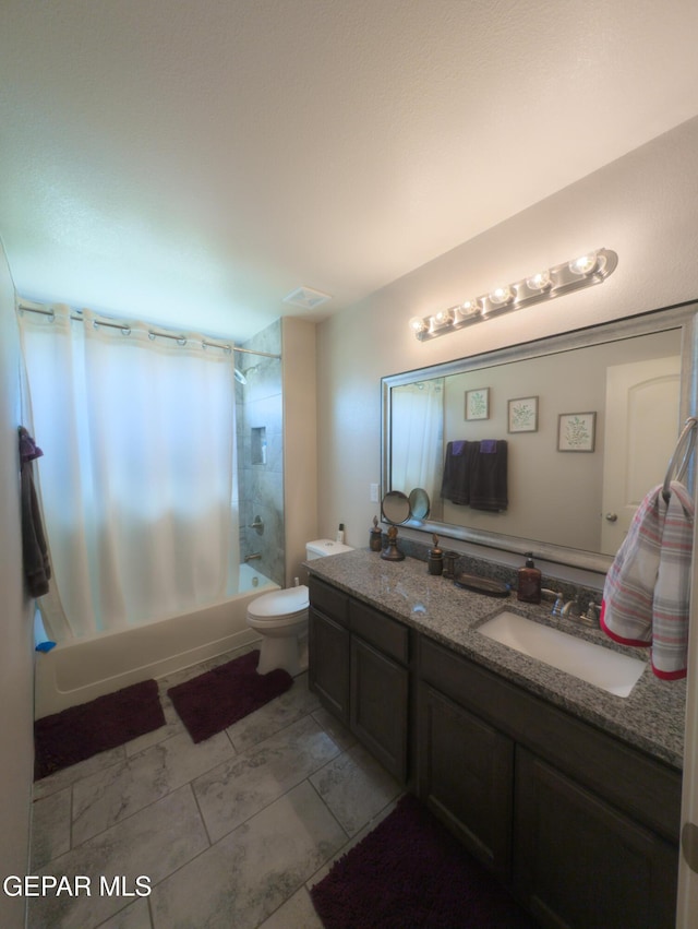 12301 Desert Heights Ct, El Paso, TX 79938 - bathroom with shower / bath combination with curtain and double vanity