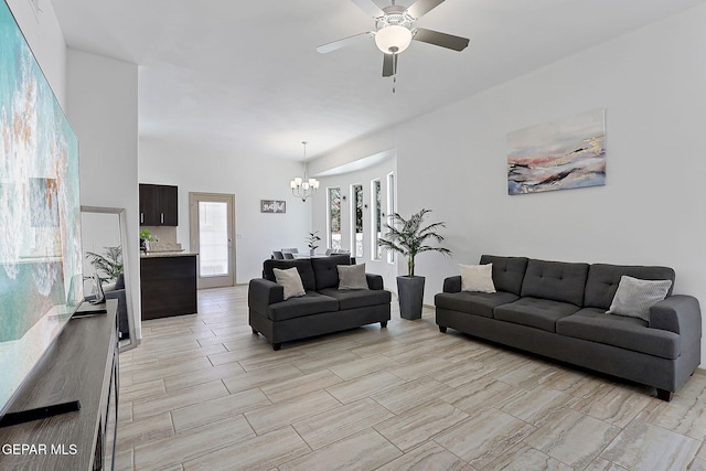 533 Cedarwood Ave, El Paso, TX 79928 - living area with a chandelier and ceiling fan