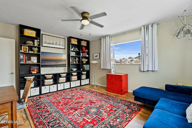 4012 Hastings Dr, El Paso, TX 79903 - office space with a ceiling fan, wood finished floors, and baseboards