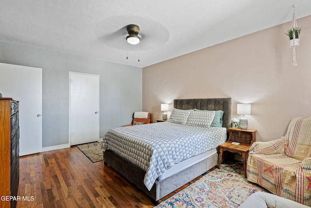 4012 Hastings Dr, El Paso, TX 79903 - bedroom with hardwood / wood-style flooring, baseboards, and a ceiling fan