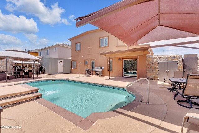 532 Gentry Way, El Paso, TX 79928 - outdoor pool with outdoor dining space, a patio, and a gazebo
