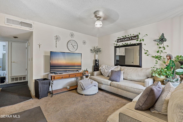 8957 Robert Dr Unit A & B, El Paso, TX 79904 - living room featuring carpet flooring and a textured ceiling